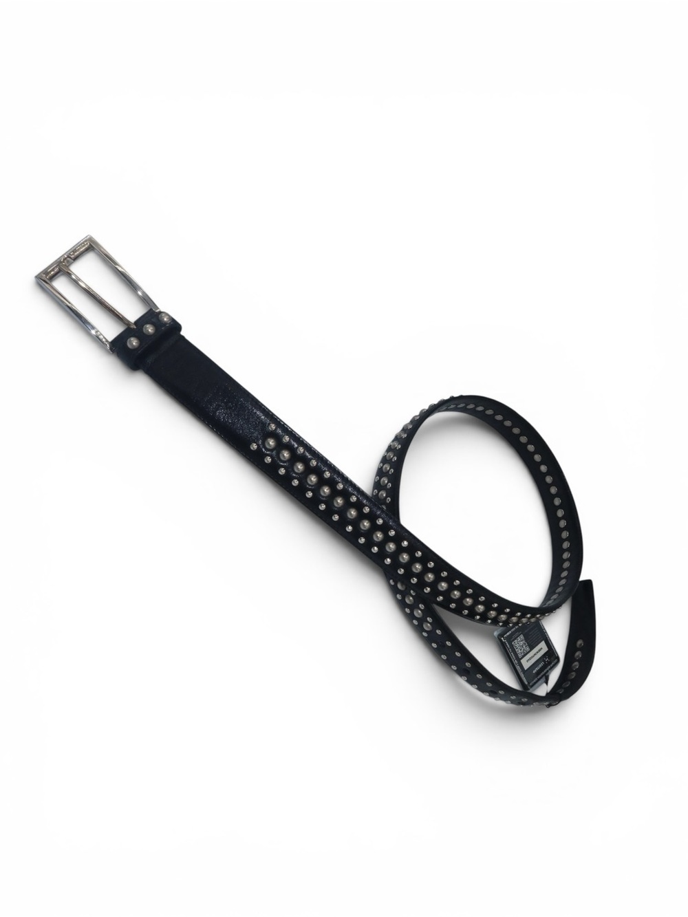 Prada Studded Leather Belt Black Silver Tone | Size 90/40 (Medium)